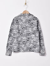 オープンカラー 幾何学模様 長袖シャツ