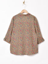 マルチカラー 総柄 半袖 オープンカラーシャツ