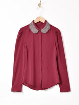 チュールカラー 長袖ブラウス