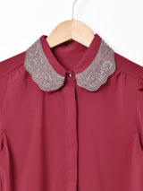 チュールカラー 長袖ブラウス