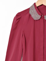 チュールカラー 長袖ブラウス