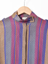 スタンドカラー マルチストライプ 長袖シャツ