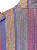 スタンドカラー マルチストライプ 長袖シャツ