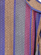 スタンドカラー マルチストライプ 長袖シャツ