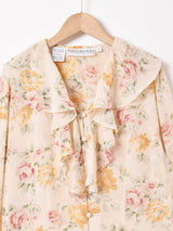 花柄 フリル シアーブラウス