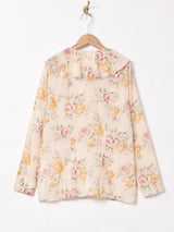 花柄 フリル シアーブラウス