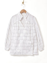 ボーダーデザイン 長袖ブラウス