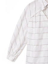 ボーダーデザイン 長袖ブラウス