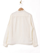 スタンドフリルカラー 長袖ブラウス