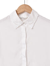 カットワークカラー 長袖ブラウス