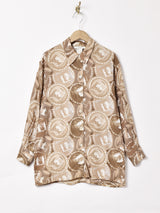 コーヒーカップ柄 長袖シャツ