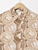 コーヒーカップ柄 長袖シャツ