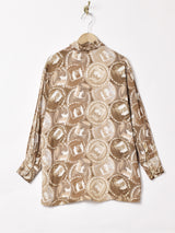 コーヒーカップ柄 長袖シャツ