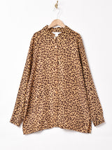 レオパード柄 長袖 シルクシャツ