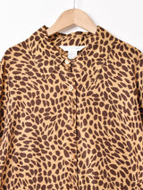 レオパード柄 長袖 シルクシャツ