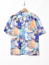 TEMPTATIONポスターパターン オープンカラー 半袖シャツ