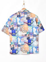 TEMPTATIONポスターパターン オープンカラー 半袖シャツ