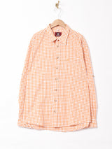 ギンガムチェック柄 長袖 チロルシャツ