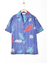 リーフ柄 半袖 開襟シャツ