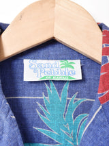 リーフ柄 半袖 開襟シャツ