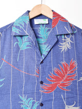 リーフ柄 半袖 開襟シャツ