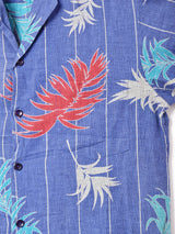 リーフ柄 半袖 開襟シャツ