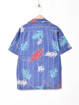 リーフ柄 半袖 開襟シャツ