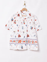 BackersBBQ 総柄 オープンカラー 半袖シャツ