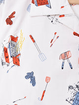 BackersBBQ 総柄 オープンカラー 半袖シャツ