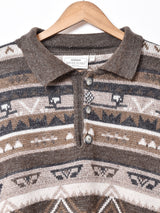 イタリア製 襟付き総柄ニット