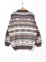 イタリア製 襟付き総柄ニット