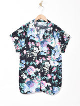 花柄 半袖 オープンカラーシャツ