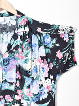 花柄 半袖 オープンカラーシャツ