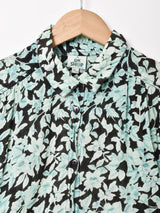 花柄 5分袖 シアーシャツ