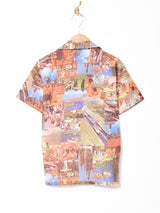 フォトプリント 半袖 オープンカラーシャツ