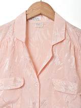 織柄 2ポケット 半袖 オープンカラーシャツ