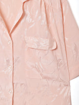 織柄 2ポケット 半袖 オープンカラーシャツ