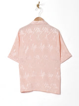 織柄 2ポケット 半袖 オープンカラーシャツ