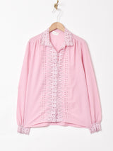 カットワーク 刺繍 長袖ブラウス