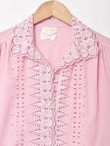 カットワーク 刺繍 長袖ブラウス