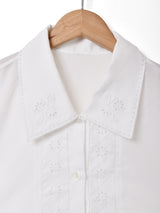 エンボスデザイン 長袖ブラウス