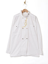 スタンドカラー 刺繍 ダブルボタン 長袖シャツ