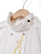 スタンドカラー 刺繍 ダブルボタン 長袖シャツ