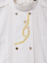 スタンドカラー 刺繍 ダブルボタン 長袖シャツ