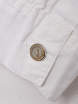 スタンドカラー 刺繍 ダブルボタン 長袖シャツ