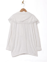 ショールカラー 織柄 長袖ブラウス