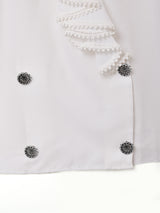 フリル ダブルボタン 長袖ブラウス