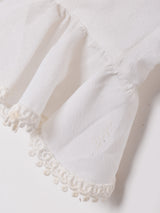 フリル ダブルボタン 長袖ブラウス