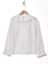 フリル ダブルボタン 長袖ブラウス