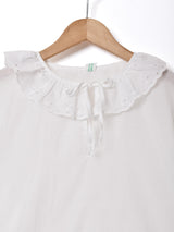 カットワークスリーブ 長袖ブラウス